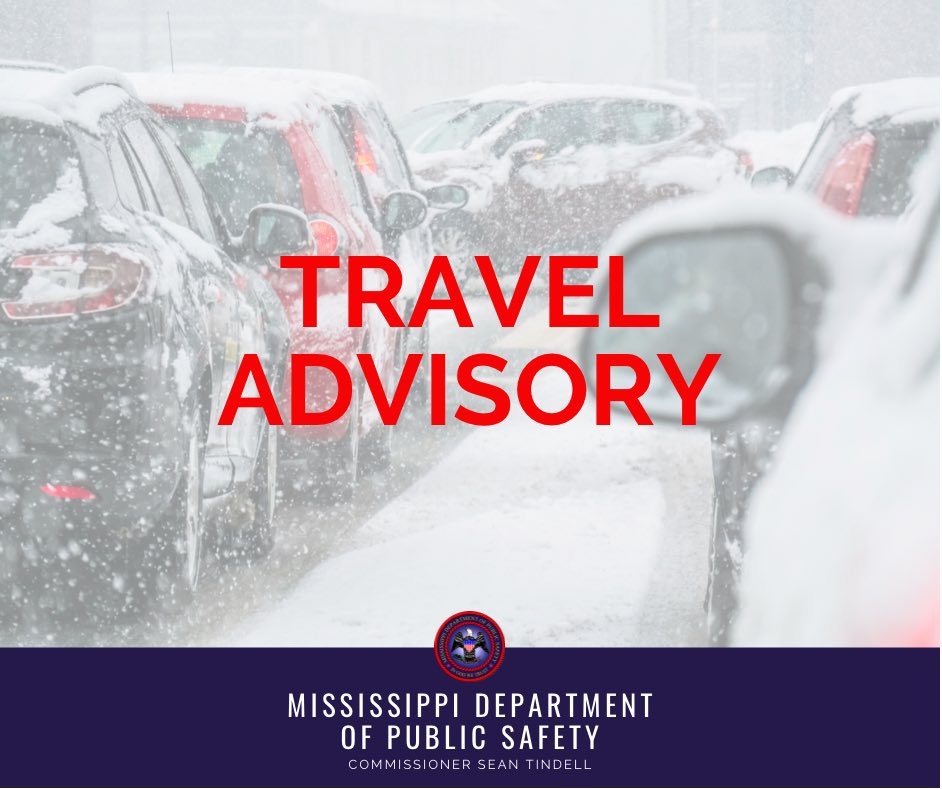 TindellSean's tweet image. The @MissDPS is asking all motorists to stay off the roads unless travel is absolutely necessary. Hazardous conditions continue on roads across the state, causing traffic delays and accidents. Stay home, stay safe, and continue to monitor your local media for additional updates.