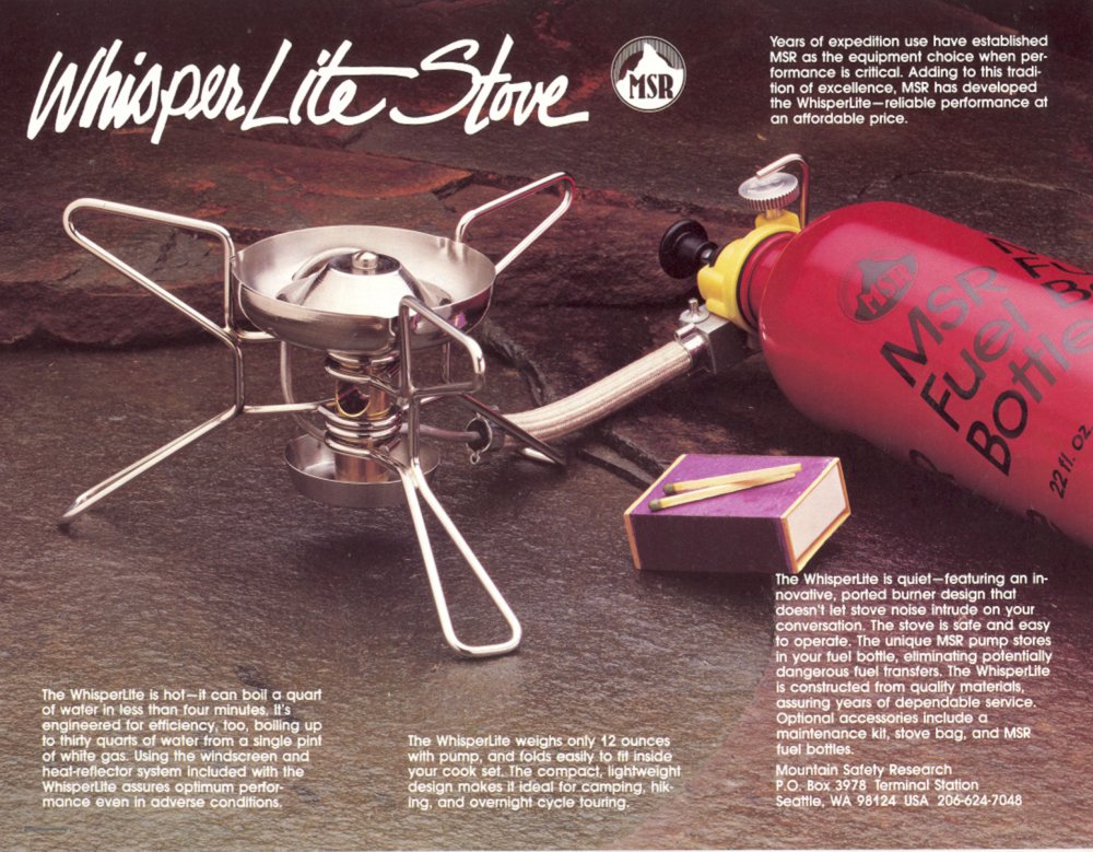 The MSR Whisperlite is a favorite of backpackers worldwide. It was introduced in 1984. My parents used one in the Sierras.They're lightweight, ultra-simple, and ultra-reliable. They're best at boiling, though they can be made to simmer with pump tricks.