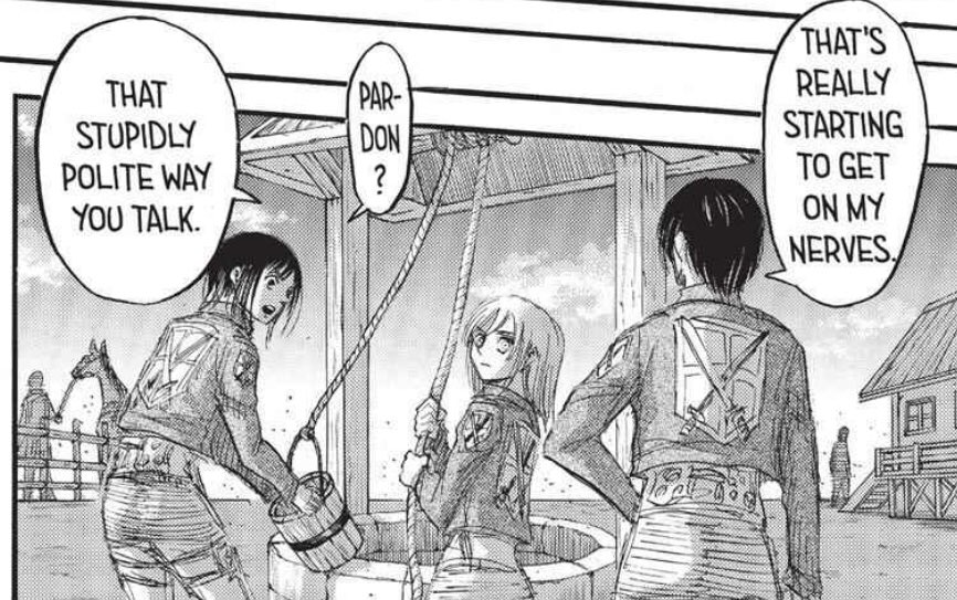 In Eng translation it's not well conveyed since the language works entirely different. Sasha always speaks in voice called Keigo; simply put, it's like adding sir or ma'am every sentence. She doesn't know how to speak non-dialect casualShe says many lines in her dialect later