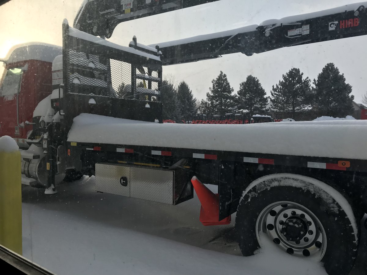 Hiab_USA's tweet photo. Greetings from our National Support Center in Perrysburg, Ohio! Blanketed in almost a foot of snow, HIAB equipment still shines! Stay safe everyone!" #hiab #built_to_perform https://t.co/qbv2yKiCW4