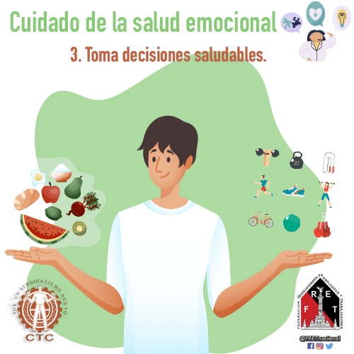 FretNacional's tweet photo. #PorUnaReciprocidadLaboral promovamos el Cuidado de la #SaludEmocional.  
3.-Toma decisiones saludables
Hacer ejercicio, alimentarse de forma saludable y dormir lo suficiente contribuyen a tener un buen estado de salud general. https://t.co/aUPGfeznxj
