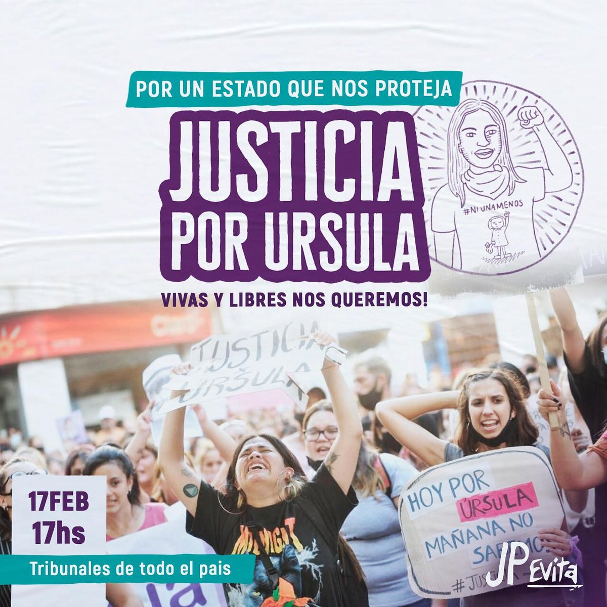 🚨 ¡POR UN ESTADO QUE NOS PROTEJA!
Este 17 salimos a las calles a pedir justicia por Úrsula. BASTA de justicia patriarcal. 
¡Vivas nos queremos!
#NiUnaMenos