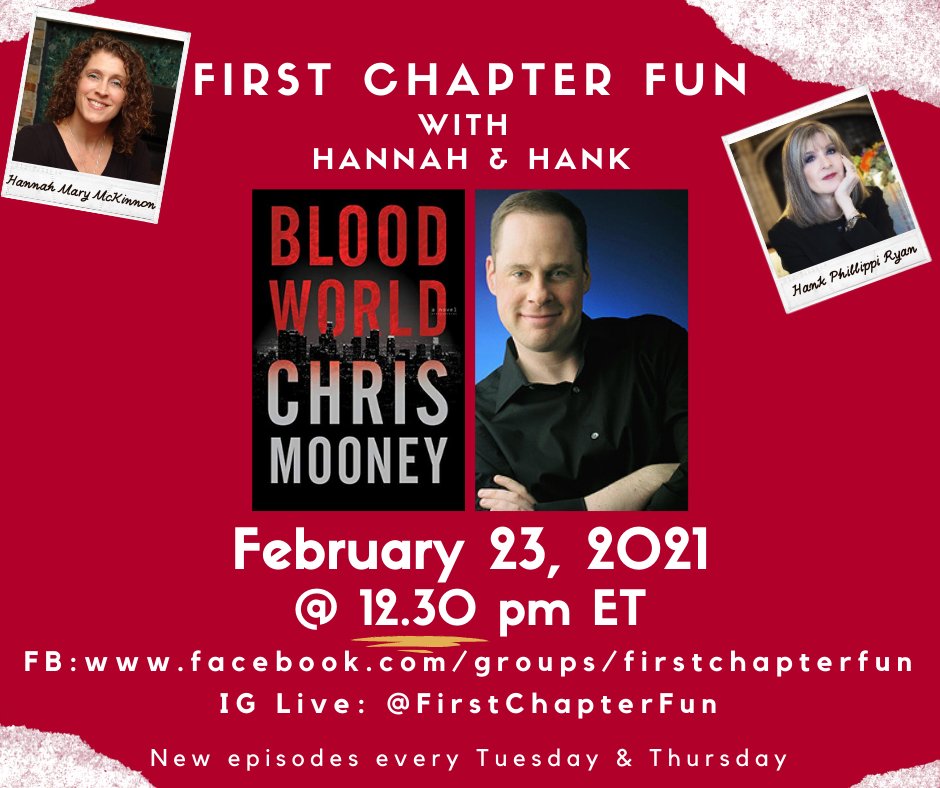 Join me on Tuesday, February 23, at 1:30 pm ET where I'll discuss Blood World, new books, and all things writing.