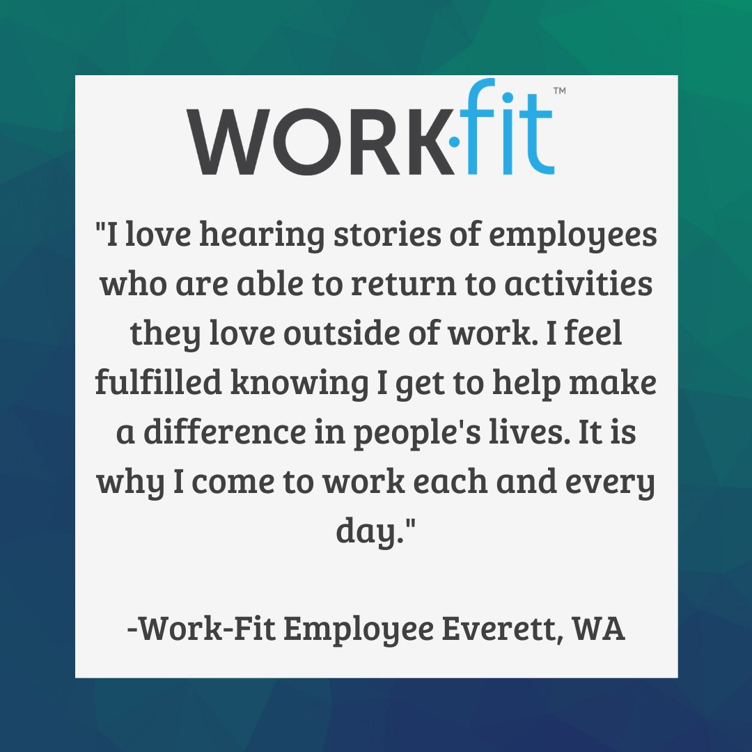 Work__Fit's tweet photo. We're taking a different spin on #TestimonialTuesday to hear from our own employees! #MakeHealthPersonal #InjuryPreventionSpecialist #AthleticTrainer #IndustrialAthlete https://t.co/8XAPmHQHuB