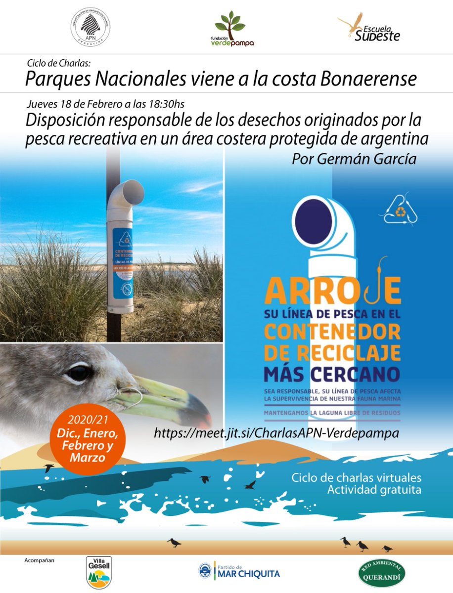 Compartimos esta ponencia enmarcada del ciclo de charlas virtuales🖥️de verano☀️. La misma tratará sobre el programa de reducción de residuos provenientes de la pesca recreativa 🎣🪝en la Reserva de Biosfera Parque Atlántico Mar Chiquito.
<a href="/Gerenchapa/">Germán García</a>