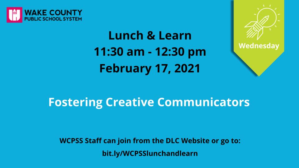 I'm looking forward to another great Lunch &amp; Learn by my wonderful colleagues.  Set your 🕦.  Hope to 👀 you tomorrow! <a href="/WCPSSNortheast/">Northeastern Area</a> <a href="/WCPSS/">Wake County Public School System</a> <a href="/JenniferBell725/">Jennifer Bell</a>