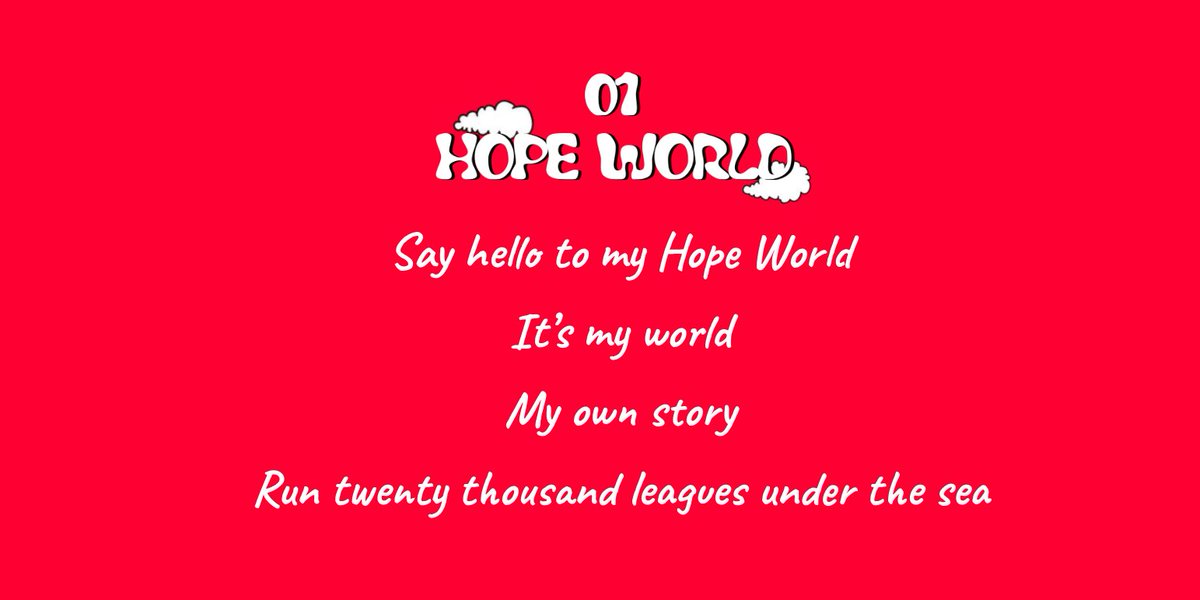 With his name, his influences, his decision to be positive, Jung Hoseok created the world of J-Hope, Hope World, that comes to life in his music. Hope World is the essence of J-Hope, his own story injected into the rhythm of the music ++