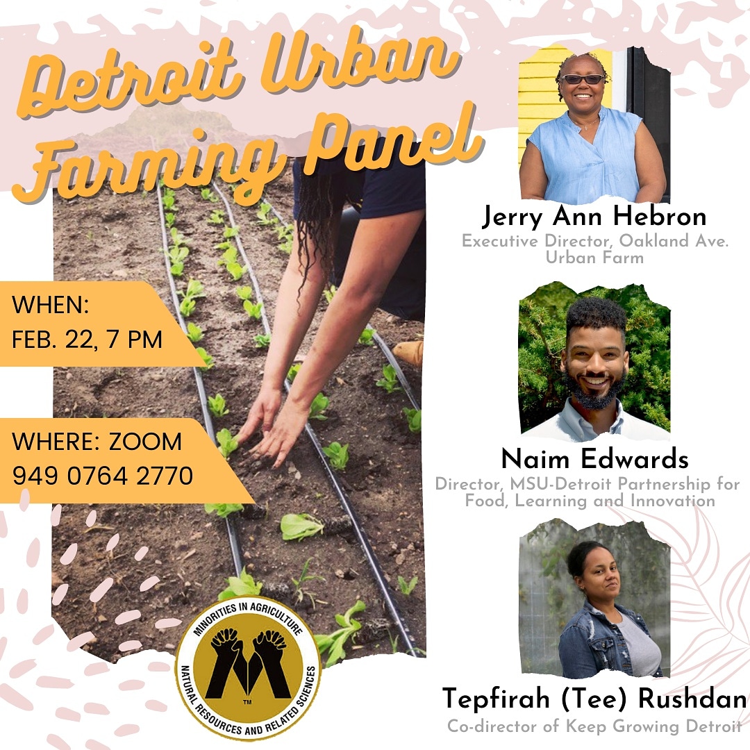 wolverinemanrrs's tweet photo. We have some amazing speakers for this upcoming #Detroit #UrbanAg panel! This coming Monday, Feb 22 at 7 pm! All are welcome, and it will be recorded 😁🌱🤩  #blackfarmer https://t.co/Psr4GpoVJn