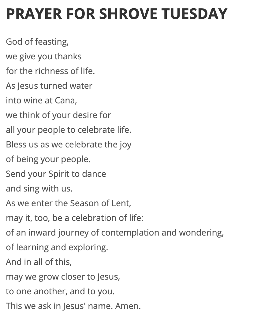 Prayer for Shrove Tuesday
#LCSDJoy 
#ShroveTuesday