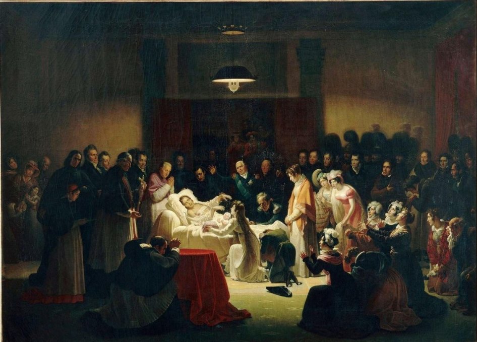 7/ What followed was quite a dramatic scene, as people crowded into the room where Berry was dying. ANOTHER of his mistresses showed up with his two illegitimate daughters, & he gave them his blessing — which later spurred, of all things, the Duchesse de Berry to adopt the girls