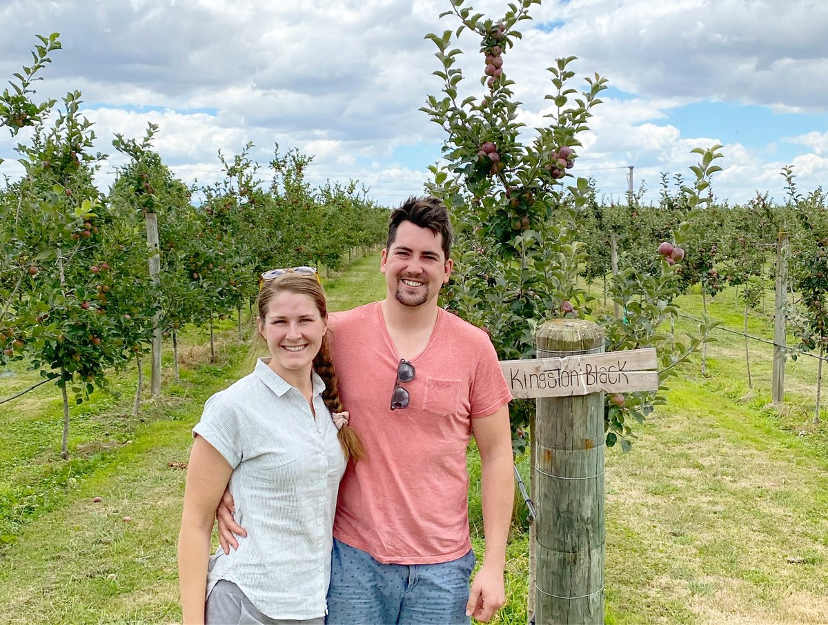 The inspiration? Cider makers Tom &amp; Susan honeymoon to New Zealand! On that trip, they walked through orchards of Kingston Black apples &amp; connected with cider makers who use this famed apple variety heavily. That experience was part of the inspiration behind New Traditions cider.