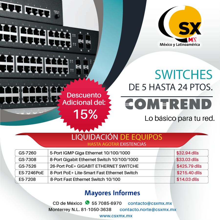 CSXMEXICO's tweet photo. Decuentos en equipo de redes Comtrend https://t.co/vizKrrNr4p