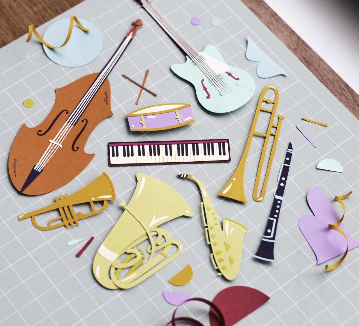 Looking forward to seeing these jazzy instrument illustrations in print very soon when they come out this month as part of @bravery_mag's upcoming Ella Fitzgerald issue 🥳🎺🥁  #Illustrator #Jazz