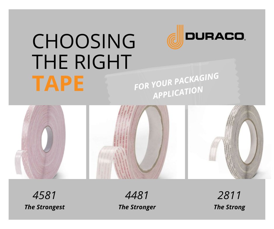DuracoTapes's tweet image. When sealing your packages, which tape will you choose? 

⏺ 4581- the strongest bond in the packaging industry 
⏺ 4811- the strong bond for medium adhering power 
⏺ 2811- the strong bond for light adhering power

hubs.la/H0GH6rt0

#DuracoTapes #TapeSolutions #Packaging