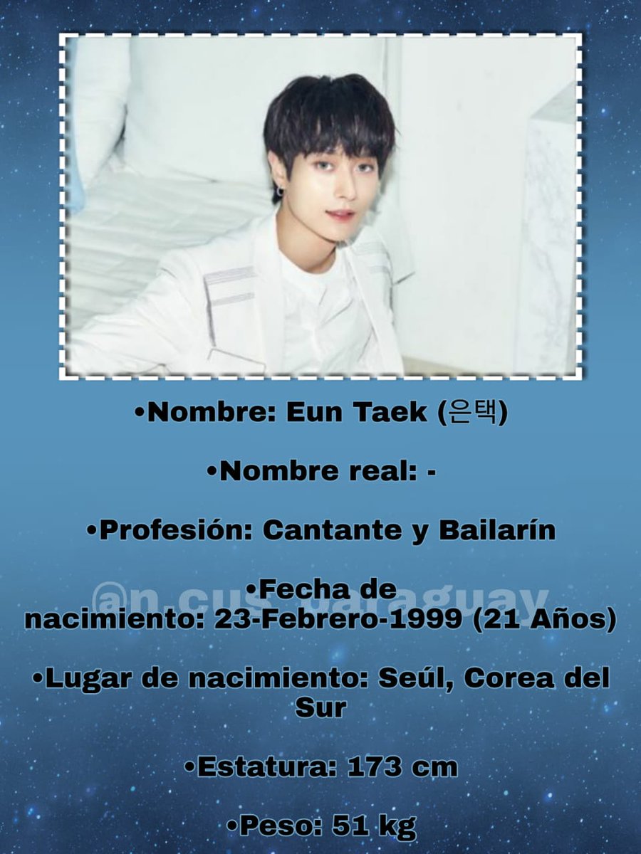 kpopradiopy's tweet image. Eos 
Nombre artístico: EOS (이오스).
Nombre de nacimiento: Heo Taewon (허 타원).
Ex posiciones: líder, vocalista, Rapero. 
Cumpleaños: 24 de julio de 1997.

Actualmente N.CUS no cuenta con un líder, tras la salida del hasta ese entonces líder Eos.
