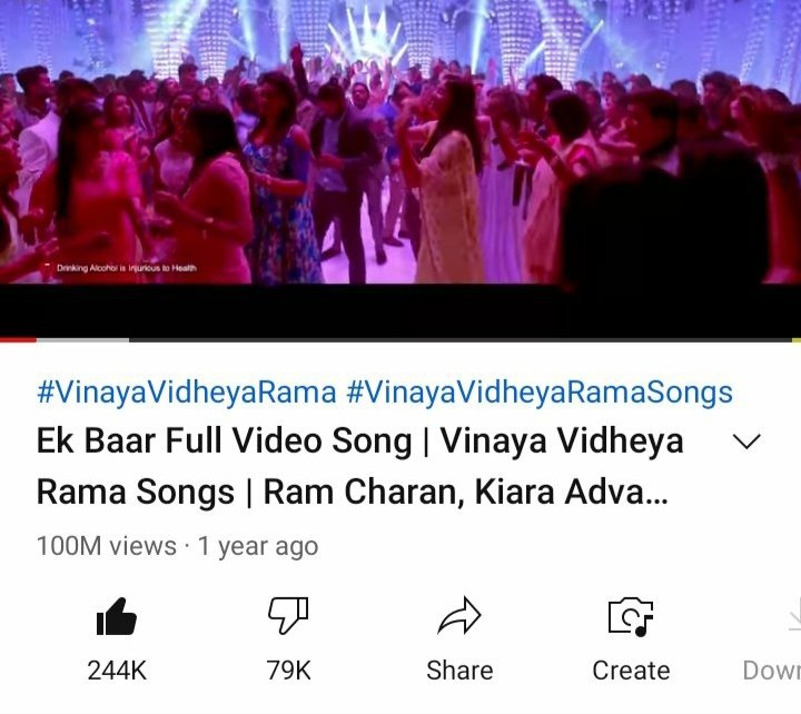 Ram_Charanist's tweet photo. 100M Views #EkBaar Song 

#RamCharan #VinayaVidheyaRama https://t.co/mxzdn24z3A