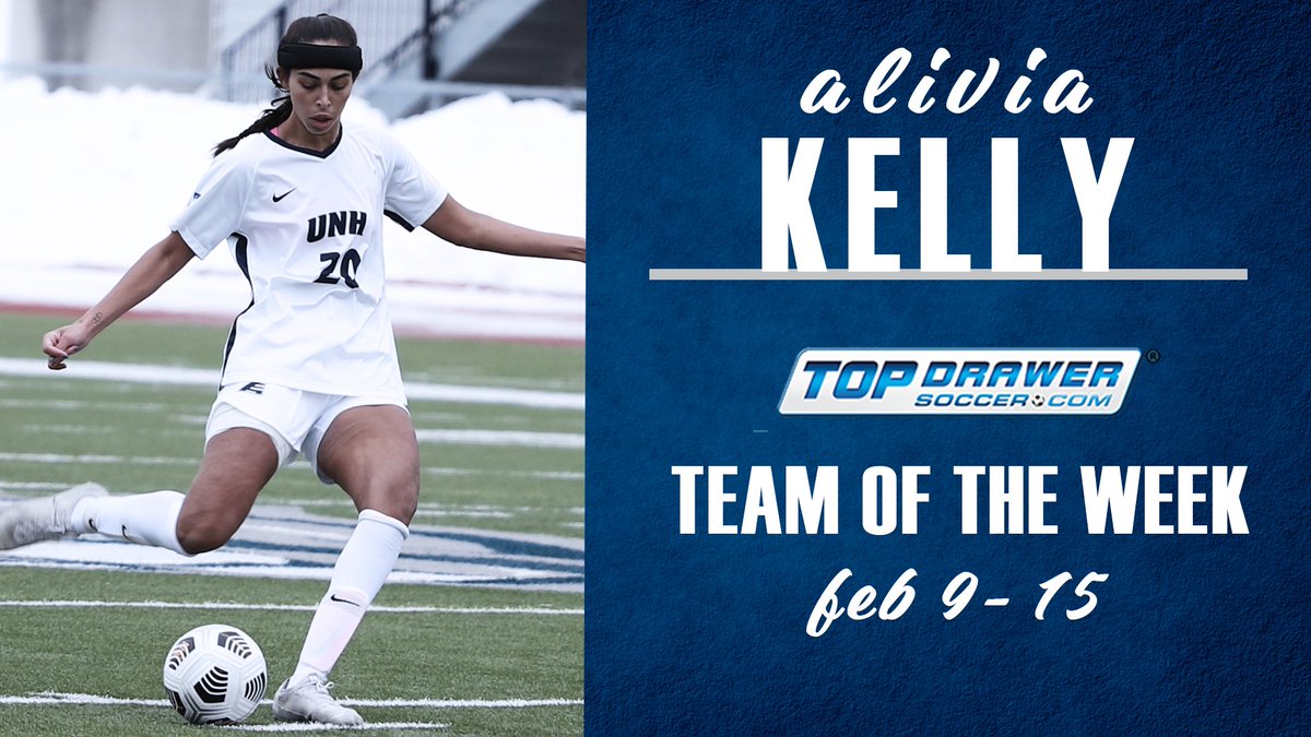 UNH Women’s Soccer (@unhwsoc) on Twitter photo What a first week of the Spring 2021 season for Alivia Kelly! She scored a goal in her collegiate debut and has been named to the <a href="/TopDrawerSoccer/">TopDrawerSoccer</a> Women's Team of the Week. Congrats, Alivia! #BeTheRoar #AEWSOC
Story ➡️ bit.ly/3antYJQ What a first week of the Spring 2021 season for Alivia Kelly! She scored a goal in her collegiate debut and has been named to the <a href="/TopDrawerSoccer/">TopDrawerSoccer</a> Women's Team of the Week. Congrats, Alivia! #BeTheRoar #AEWSOC
Story ➡️ bit.ly/3antYJQ
