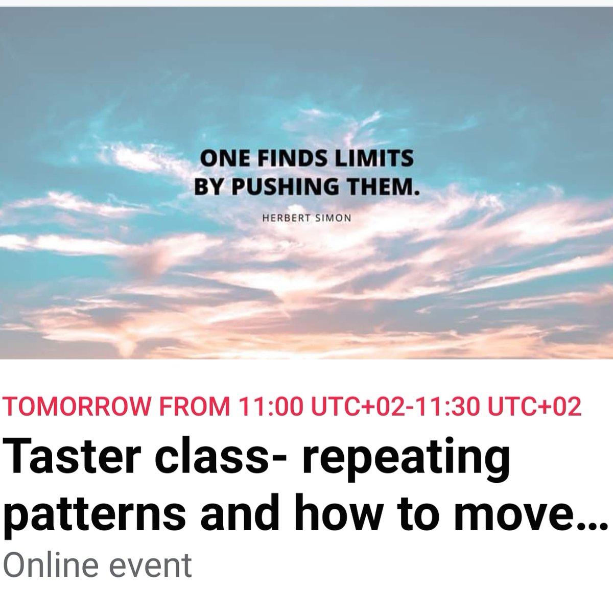 Join free class tomorrow on Facebook live,facebook.com/events/4742525…