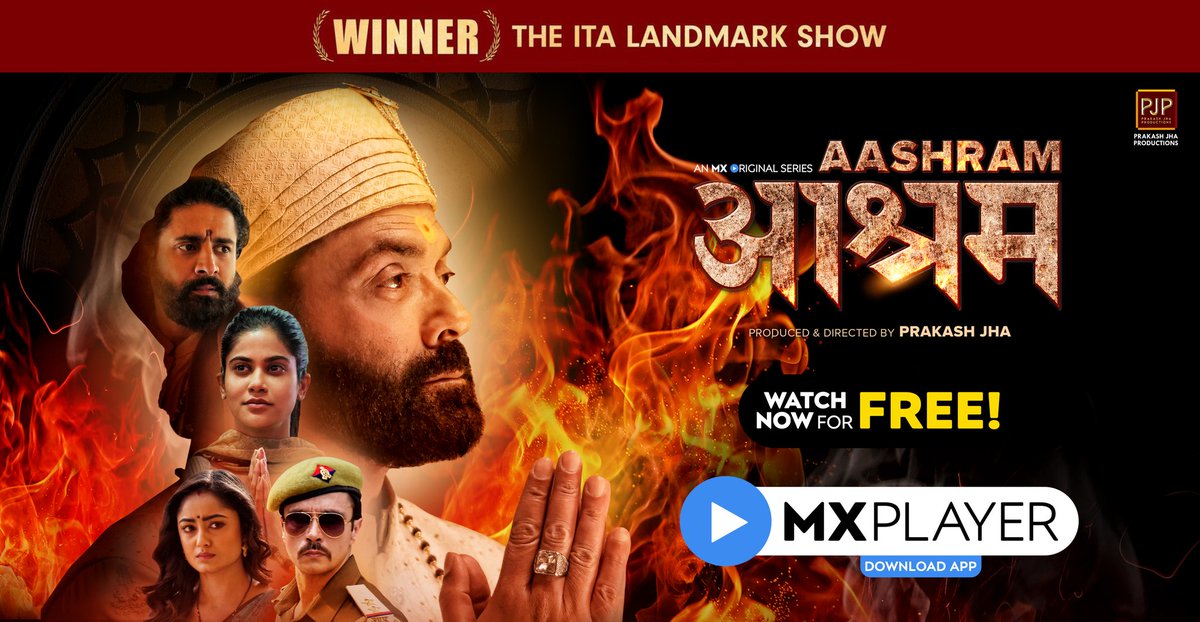 Thrilled to share that #Aashram has won 'The ITA Landmark Show’ award at the 20th Indian Television Academy Awards. 
Thank you for the love. Japnaam 🙏
#ITAAwards