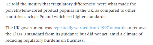 This product was available in the UK market because our guidance set lower standards than many European countries - a rating of Class 0 which our government has been repeatedly warned to amend