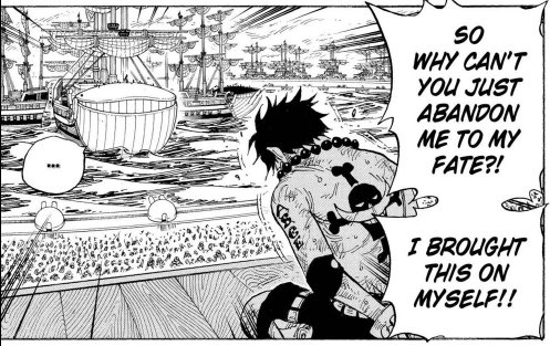 Whitebeard’s arrival showcased that internalized conflict consuming ace. on one hand, he was mad at them for not letting him bear the consequences of his actions alone, but on the other, he was genuinely moved to tears because of how much they cared for him.