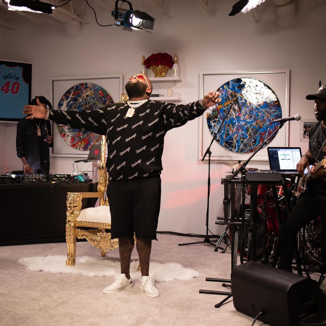 ThisIsUD's tweet photo. Check out the homie @RickRoss and @DJSamSneak on their NPR Tiny Deck Concert repping the 305. Gotta S/O my brotha @bobmetelus for directing a classic. Oh yeah preciate always showing love wit ya boy jersey in the rafters big homie.....💯💯💯 #MiamiStandUP https://t.co/Ica6ZRrj1U