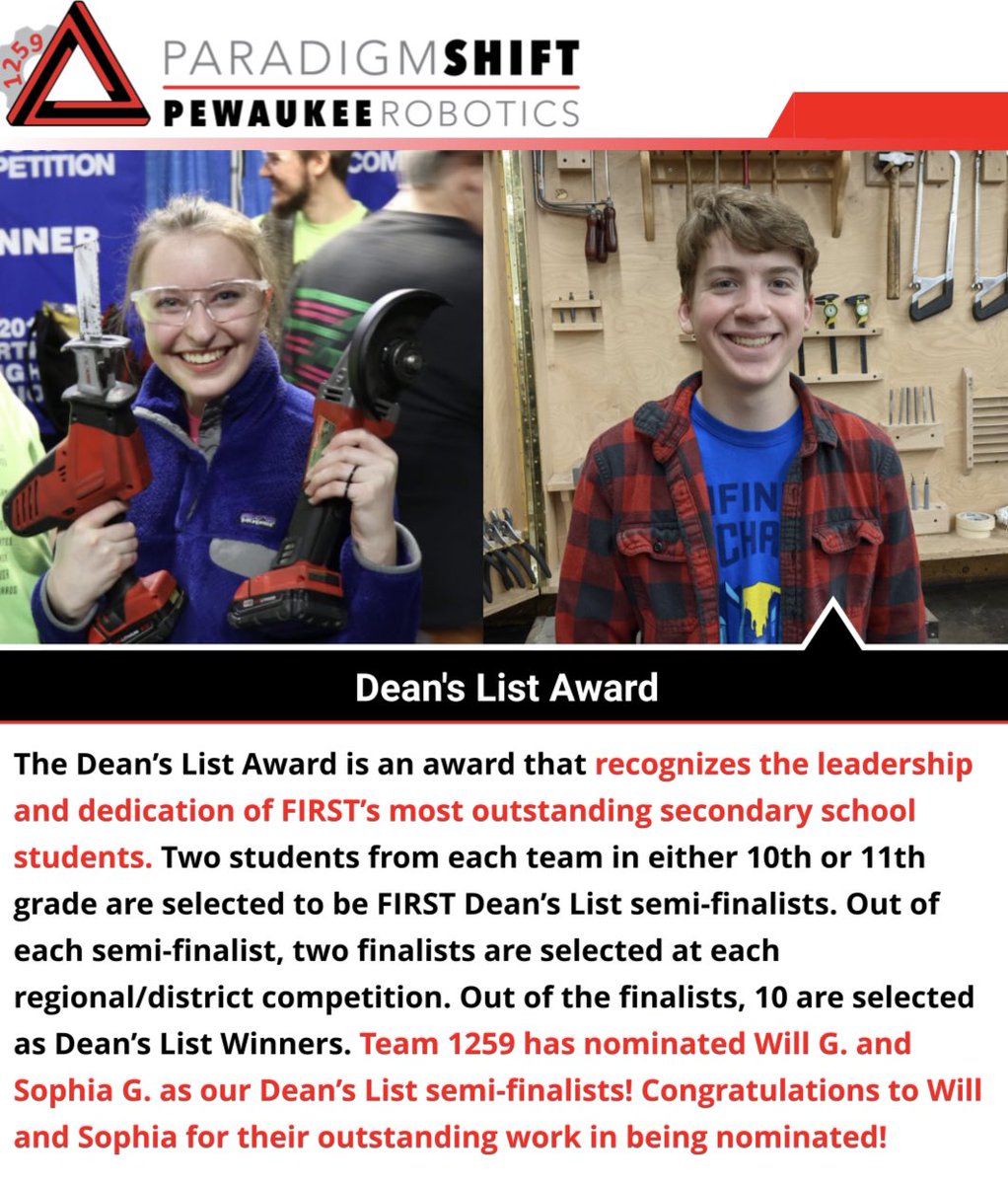 Congrats to our two Dean’s list nominees!