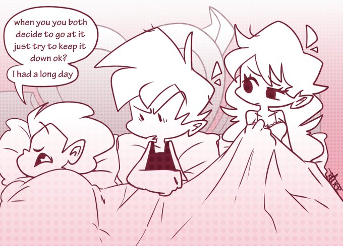 them being in a threeway relationship is cool and all, but what if Pico is just an asshole that barges in and sleeps with GF and BF without even being invited?
#fridaynightfunkinfanart #fridaynightfunkin 
