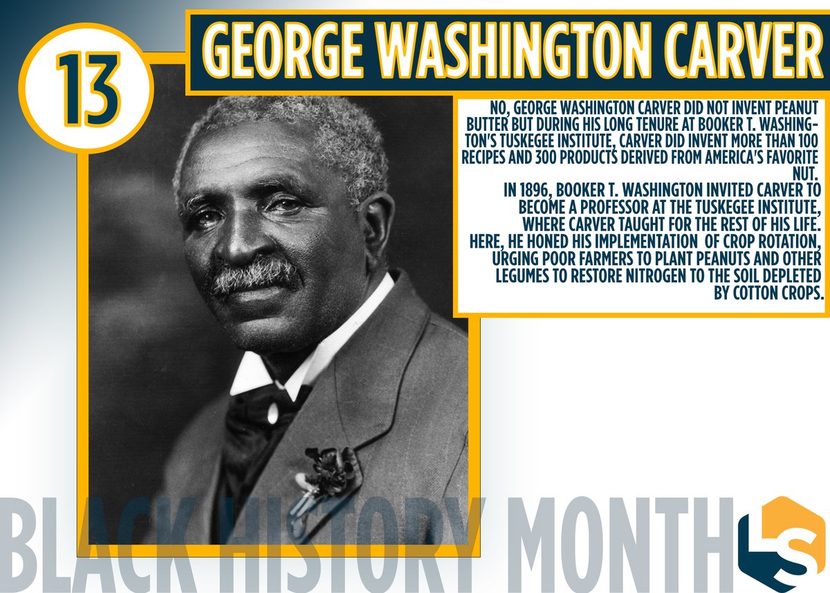 #13 George Washington CarverAgricultural scientist and InventorIn 1935, he was named head of the Division of Plant Mycology and Disease Survey for the U.S. Department of Agriculture.  #BHM  