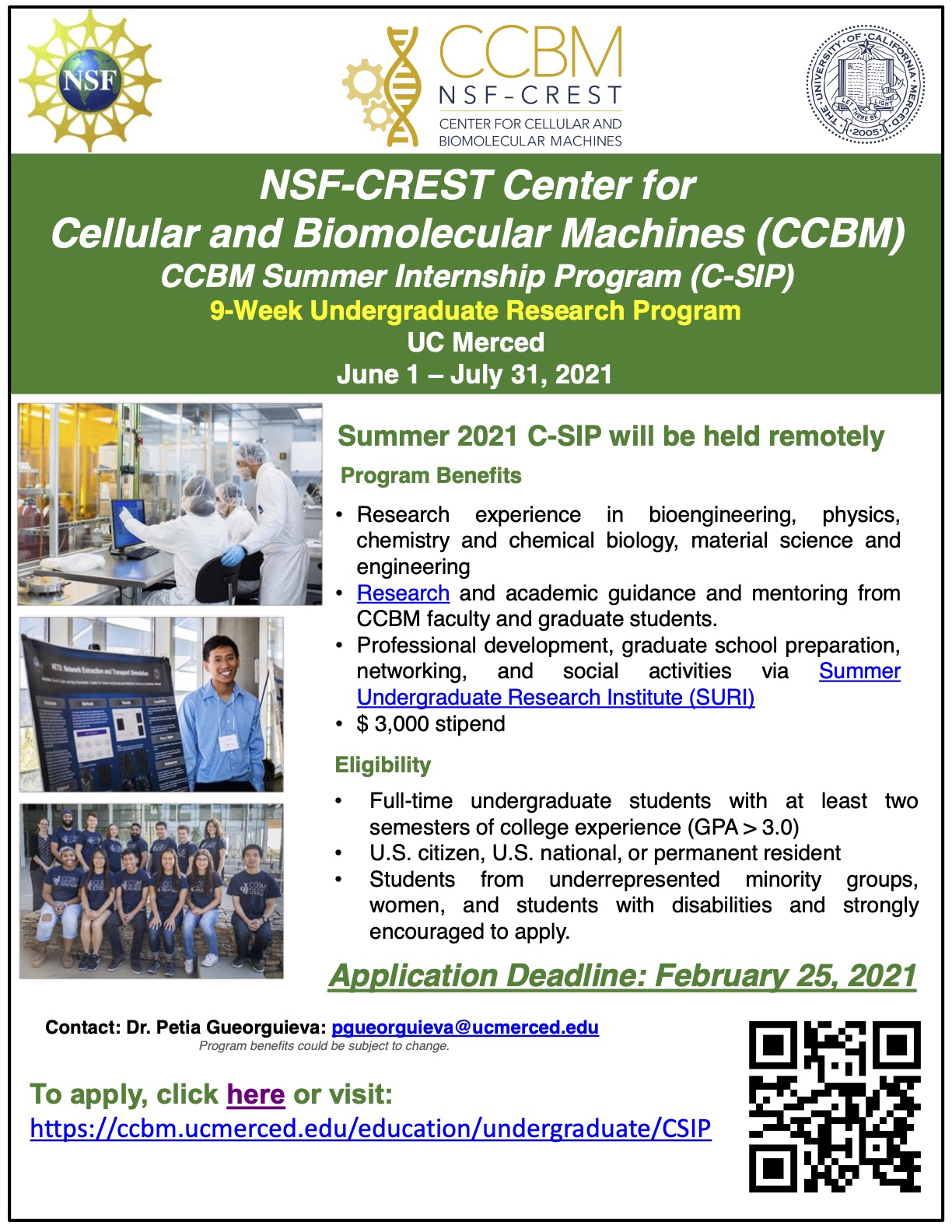 Ccbm Apply Today C Sip Applications For 21 Summer Research Experience Due Feb 25 21 Open To Ucmerced Undergraduates Also T Co B8bgtuv5kj T Co Iglfnvljfv