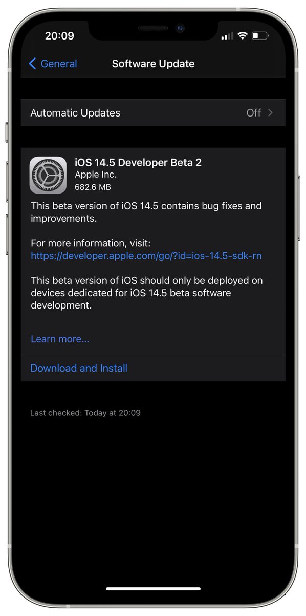 iSWUpdates's tweet image. iOS 14.5 Dev Beta 2 (18E5154f) has been released. #iOS145 #iOS145DevBeta2 #iOS145Beta2