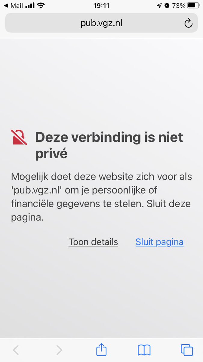 gvbreda's tweet photo. @VGZ er is een probleem met een certificaat op jullie website https://t.co/snXFDZEBXn