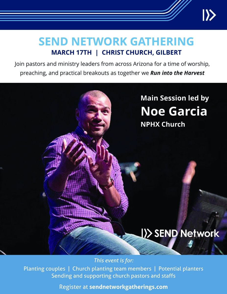 sendphoenix's tweet photo. We're excited to have Noe Garcia leading a main session at the @sendnetwork Gathering on March 17th! Noe is the pastor of @NPHX and is also serving as 2nd VP of the Southern Baptist Convention. Register for the gathering at https://t.co/KdgTdwVIIX https://t.co/BjctYEFoDB