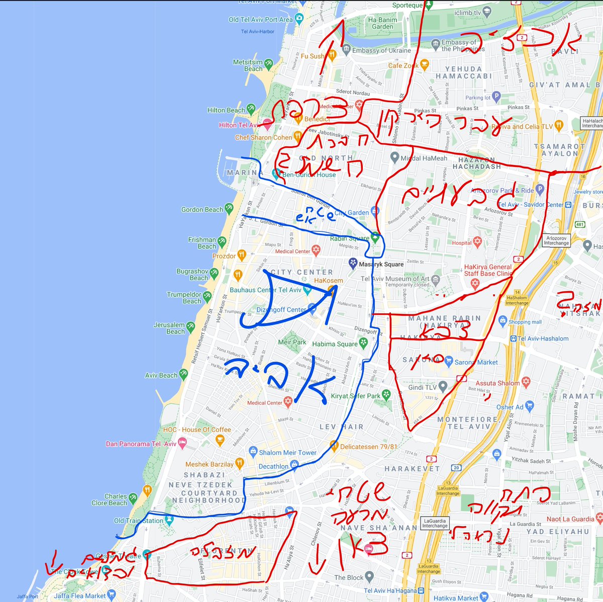 arbelaue's tweet image. אני מבין שיש אנשים שלא סגורים על איפה תל אביב מתחילה ונגמרת אז עשיתי לכם מפה