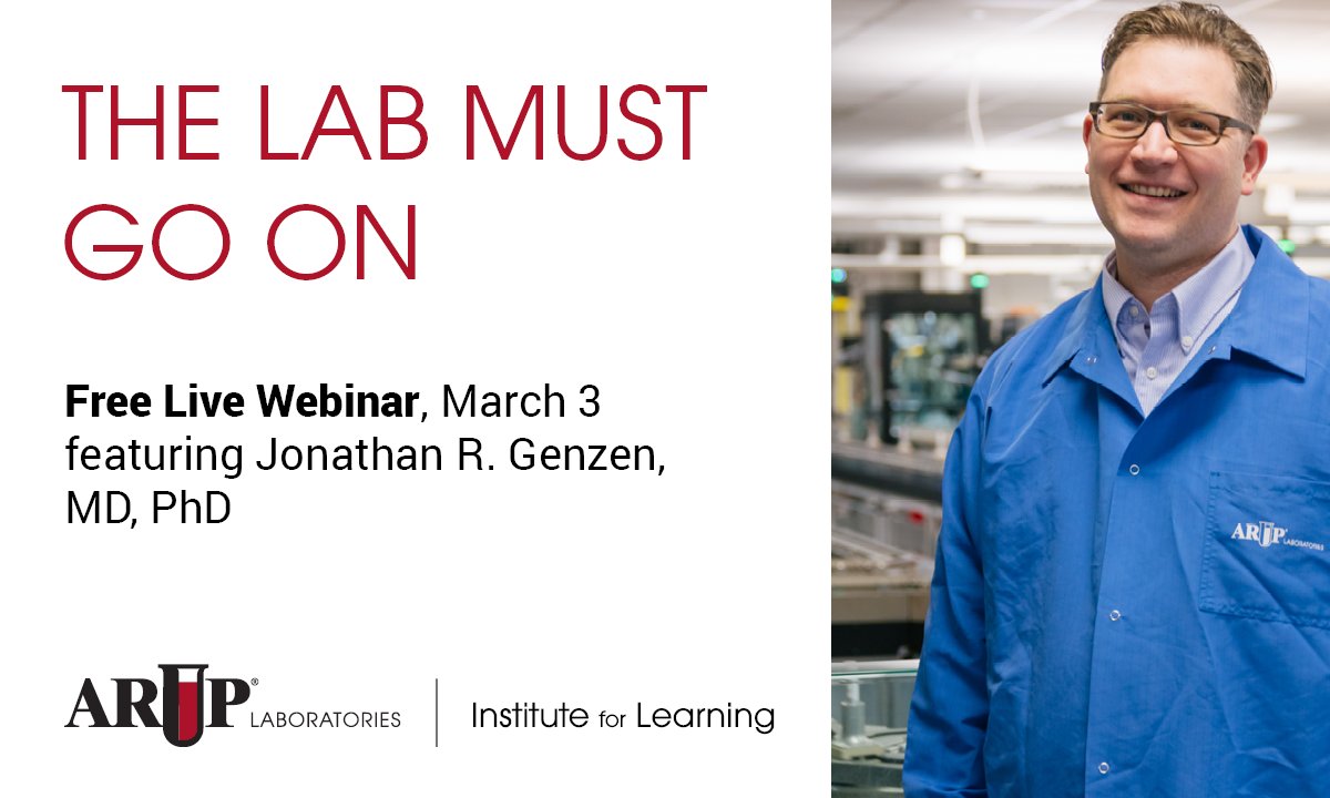 ARUPLabs's tweet image. Join us for a live webinar with ARUP COO Jonathan Genzen, MD, PHD, as he details the difficulties that come with operating a laboratory during times of crisis and ways to successfully overcome them. Register today: bit.ly/3rUbtSY #laboperations