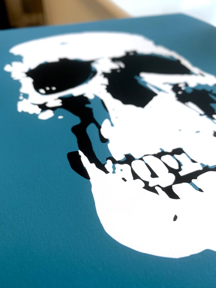 Sherlockology's tweet photo. Mr Blue Skull is back! Famous for adorning the wall of 221B in #Sherlock S1-3, John Pinkerton's iconic work is back in a limited edition 30x30cm print, limited to just 30 copies from @3030print in support of @blklivesmatter. Full details and order: https://t.co/W9V3R4kzJV https://t.co/NnQY5YX0zi