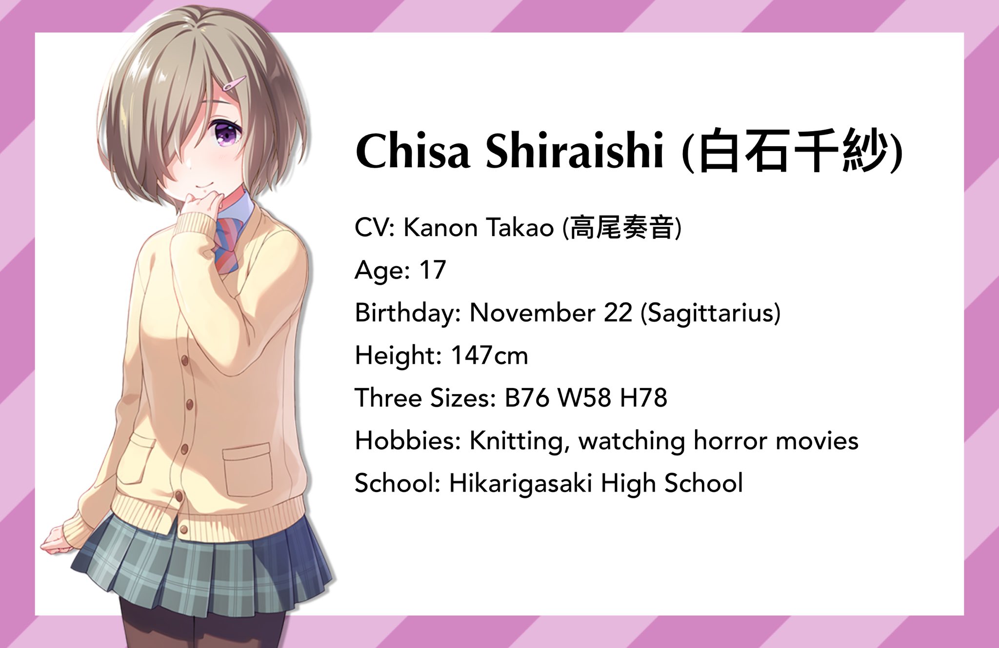 Kennedy Chisa Shiraishi 白石千紗 A Timid Girl Who S Often Hiding Behind Her Older Sister Saki Due To The Fact She Grew Up Protected By Saki She S Very Introverted