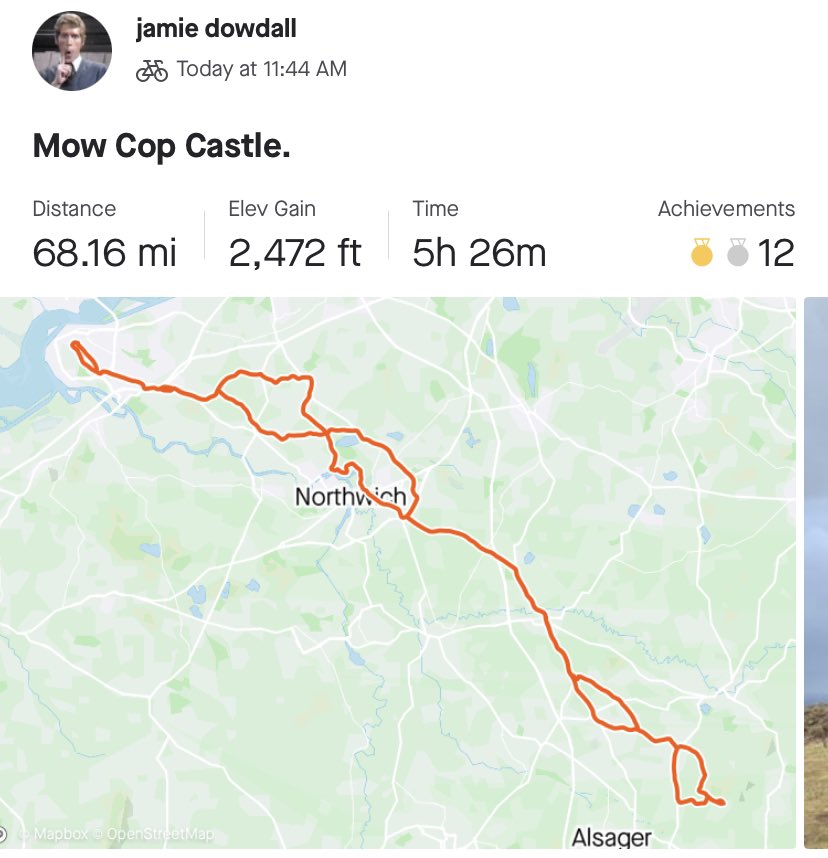 Afternoon off work and a ride out to Mow Cop Castle.      Tired, Cold and Wet - John Kettley Lied #BritainByBoneShaker