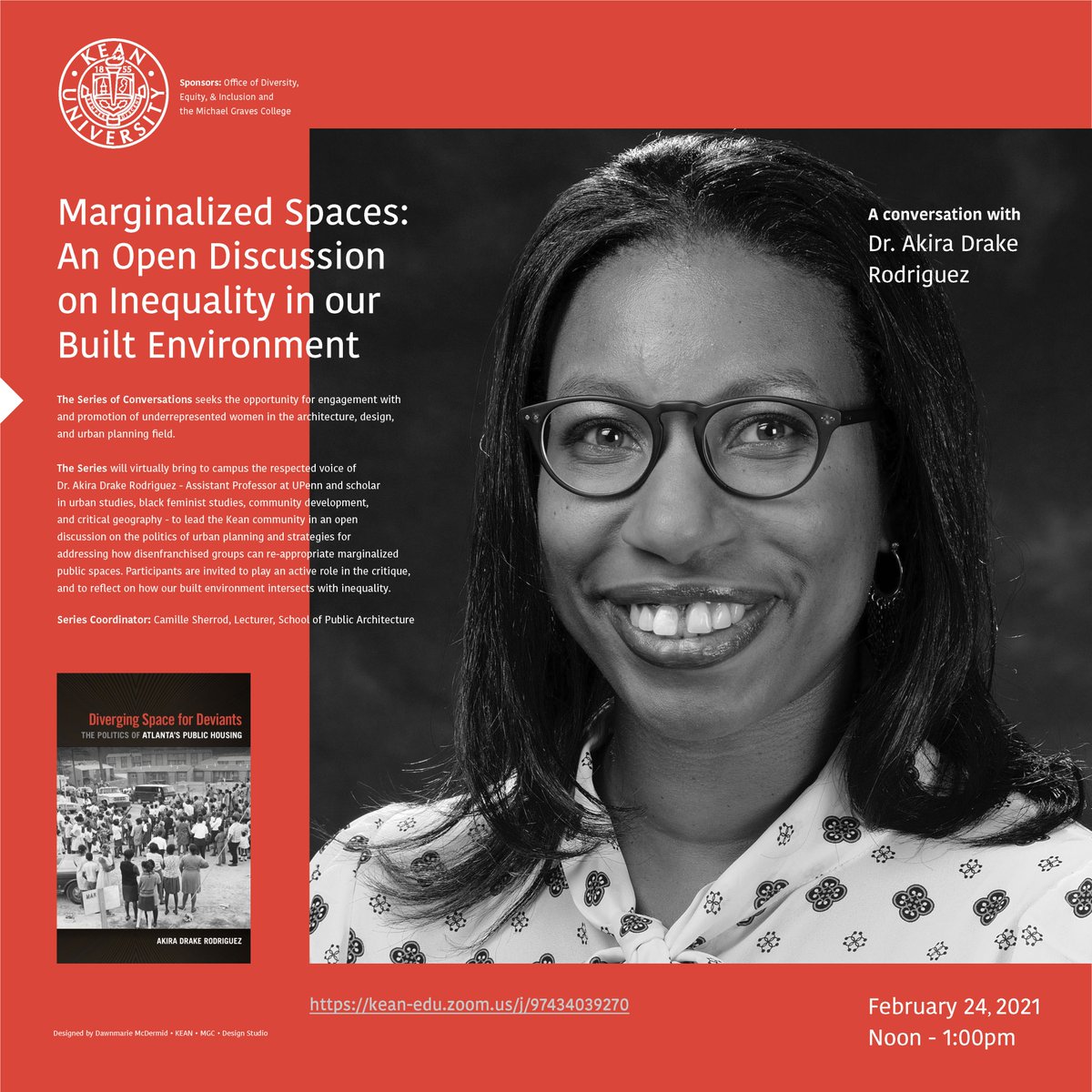 Please join me for a very cool talk next Wednesday, Feb 24 at Kean University on Marginalized Spaces! I will talk about my book and how inequality is inscribed (and dismantled) through the built environment! Zoom link in the flier and the alt text of the image.