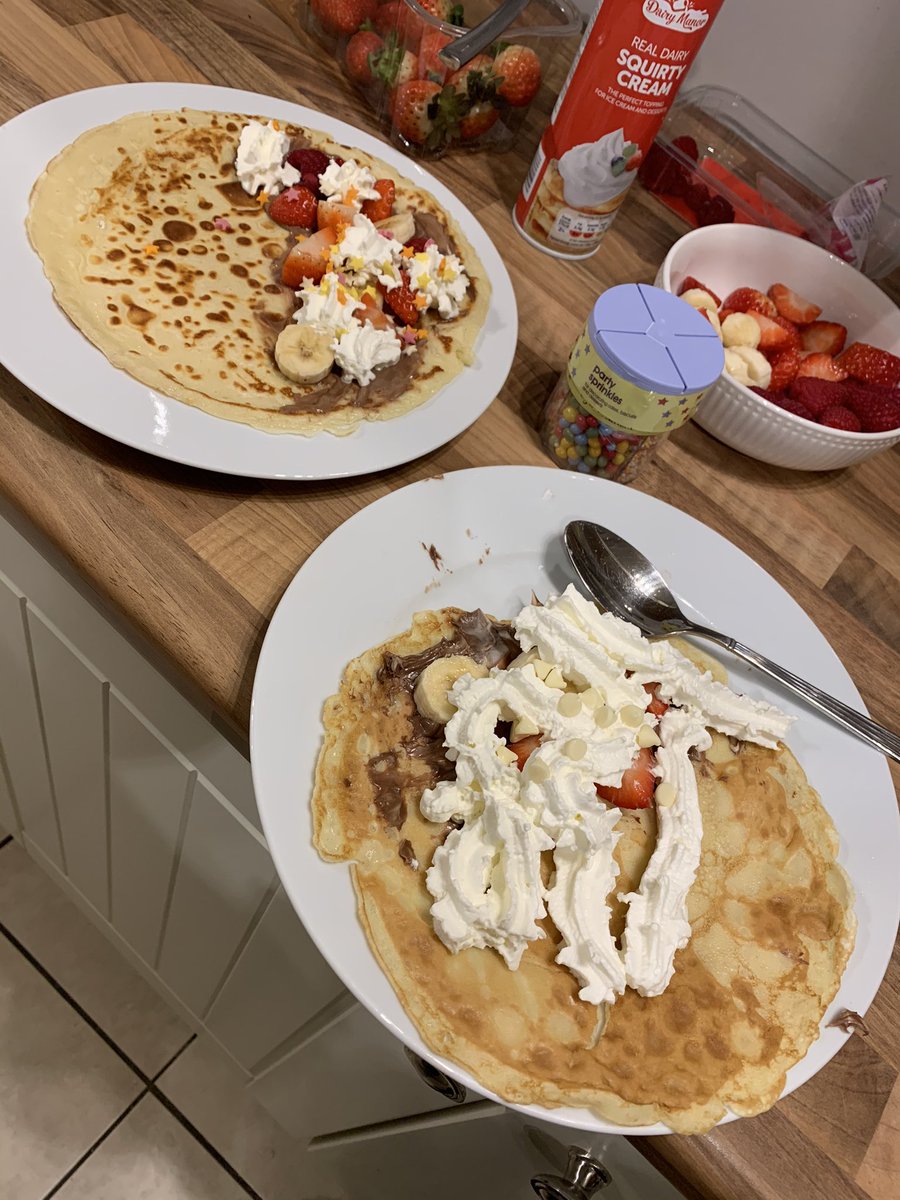 We made pancakes! Delicious but feel very sick now!