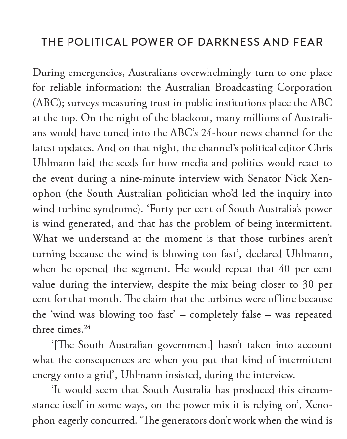 It was haphazard scattershot. All they knew is wind farms did it, they just didn't know how. They were blowing too hard. They were offline. The variation was too great. The power was "unsynchronised" (??). It was pure imagination.