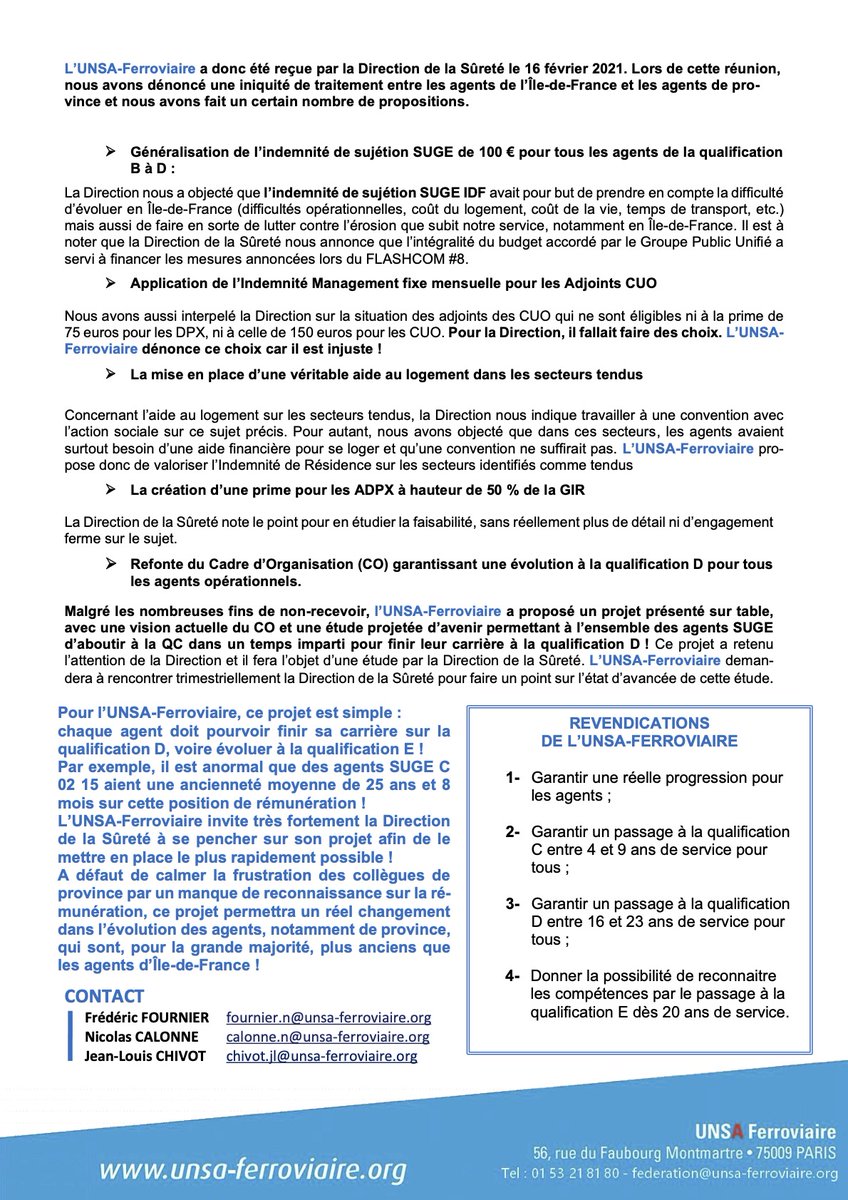 UNSAFerro_Off's tweet photo. PLAN RH A LA SÛRETÉ
Une délégation @UNSAFerro_Off reçue en DCI suite au FlashCom #8. 
Des revendications claires &amp; pragmatiques !

@CalonneNicolas @chivotjl @F_FOURNIER_UNSA 

#SUGE #SURETEFERROVIAIRE #SASNCF #SNCF #POLICEFERROVIAIRE #UNSAFERROVIAIRE #UNSA https://t.co/cs0Kjrvjjk