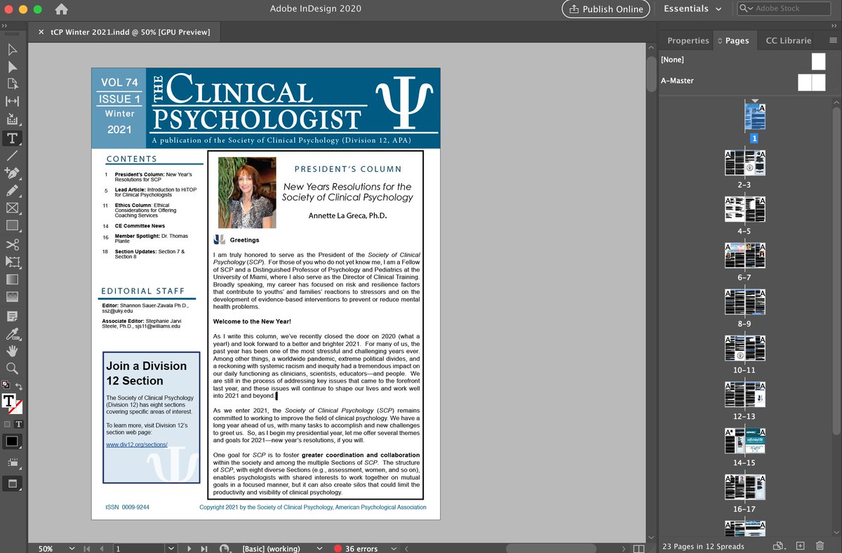 Shannon Sauer-Zavala, PhD (@sauerzavala) on Twitter photo Hot off the presses (aka InDesign on my laptop), the Winter 2021 issue of <a href="/SCPdiv12/">Society of Clinical Psychology (APA Div. 12)</a>'s The Clinical Psychologist is here!
div12.org/wp-content/upl…
Check out the thread for a preview of the content! Hot off the presses (aka InDesign on my laptop), the Winter 2021 issue of <a href="/SCPdiv12/">Society of Clinical Psychology (APA Div. 12)</a>'s The Clinical Psychologist is here!
div12.org/wp-content/upl…
Check out the thread for a preview of the content!