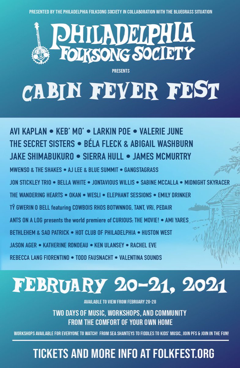 What’s that? The FULL LINEUP for this weekend’s #CabinFeverFest presented by @folksongsociety & @TheBGSituation AND THE PERFORMANCE schedule are here!? folkfest.org/lineup/schedul… GET EXCITED THEN GET YOUR TICKETS: folkfest.org/cabin-fever-fe… VIP Tickets get to start watching music NOW🤩