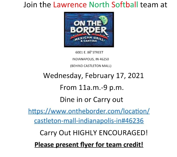 lnwildcats's tweet photo. The LN softball team will have a dine-to-donate event at On the Border Mexican Grill on Wednesday, from 11am - 9pm, dine in or carry out!  They are located in Castleton behind the mall, 6001 E. 86th street.  @LNHSwildcats @LNFanSection_ @ltgoodnews @atgeist @LNHSwildcatPFO https://t.co/OasOGLDukk