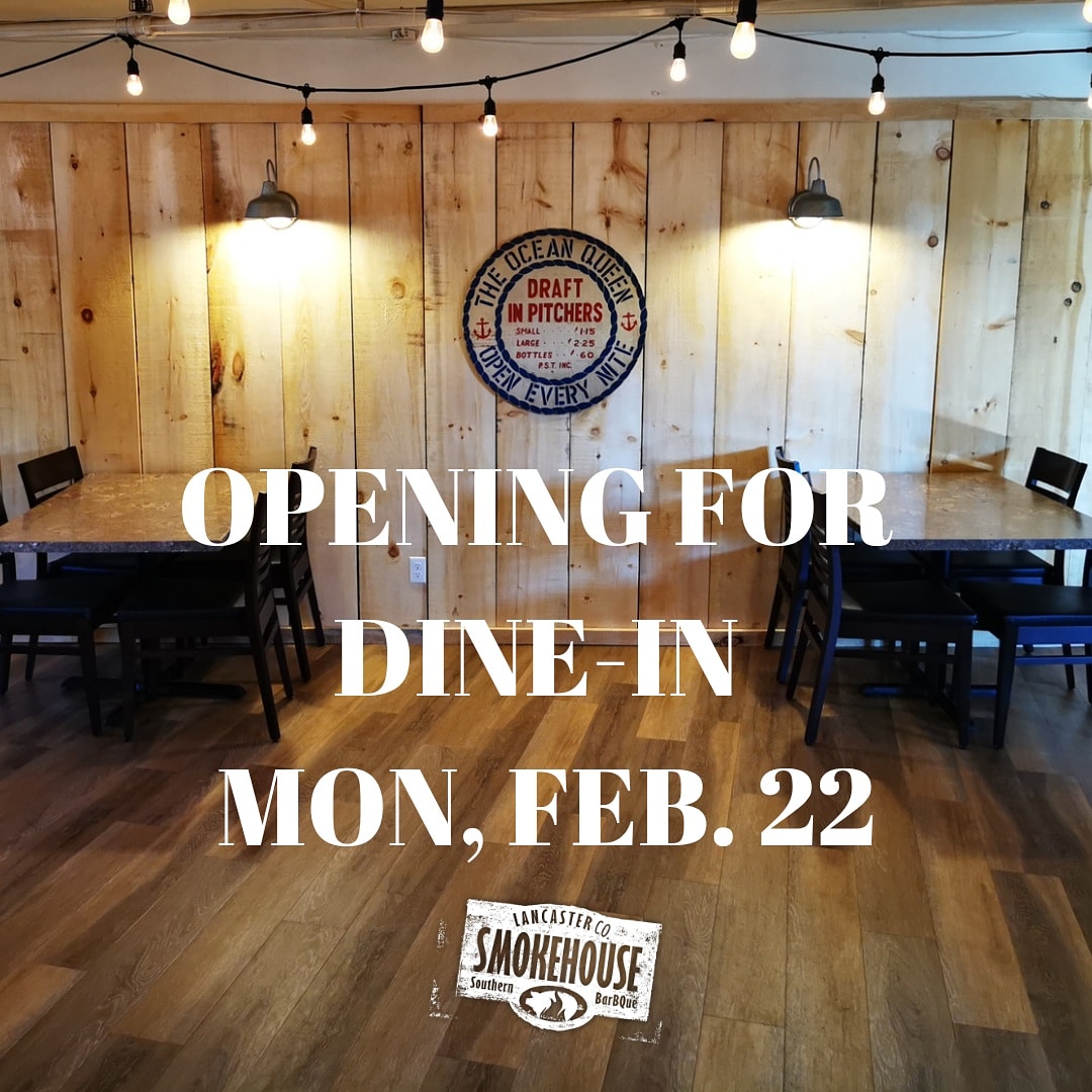 Kitchener-Waterloo has entered the RED ZONE! This means restaurants can have a capacity of 10 dine-in guests at a time, with no more than 4 guests per table 👍
.
.
The Lancaster Smokehouse will open for Dine-in NEXT WEEK! On Monday, February 22nd 😁