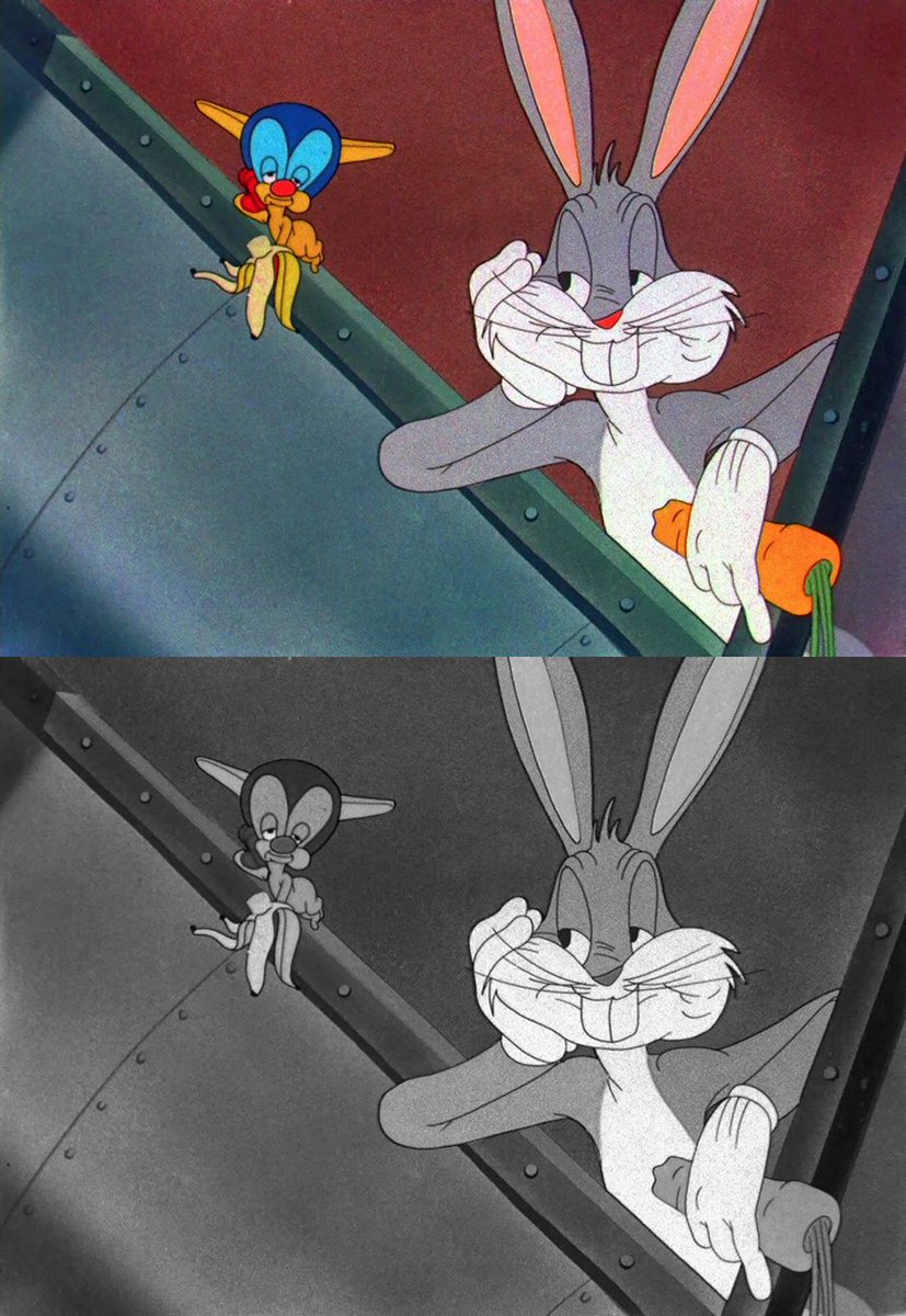 There are many ways to lead the eye, but the strongest is often value contrast. Looney Tunes are great examples. Whites and Blacks are often saved for the main characters or framing the characters. Establishing good value hierarchy is one way to lead the eye