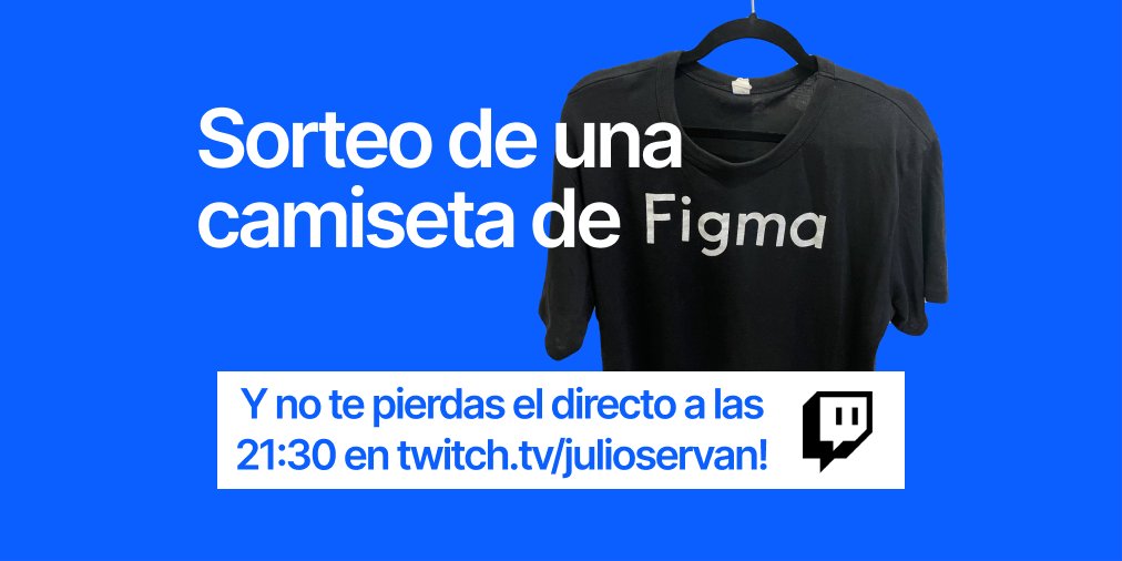 Sorteo una camiseta de Figma! 

Sígueme y dale a ReTweet para participar! Nos vemos esta noche para recrear unas cuantas pantallas de Google Drive. No lo haré solo, esta noche contaré con Emi Cicero del equipo de Liferay. 

A las 21:30 en twitch.tv/julioservan