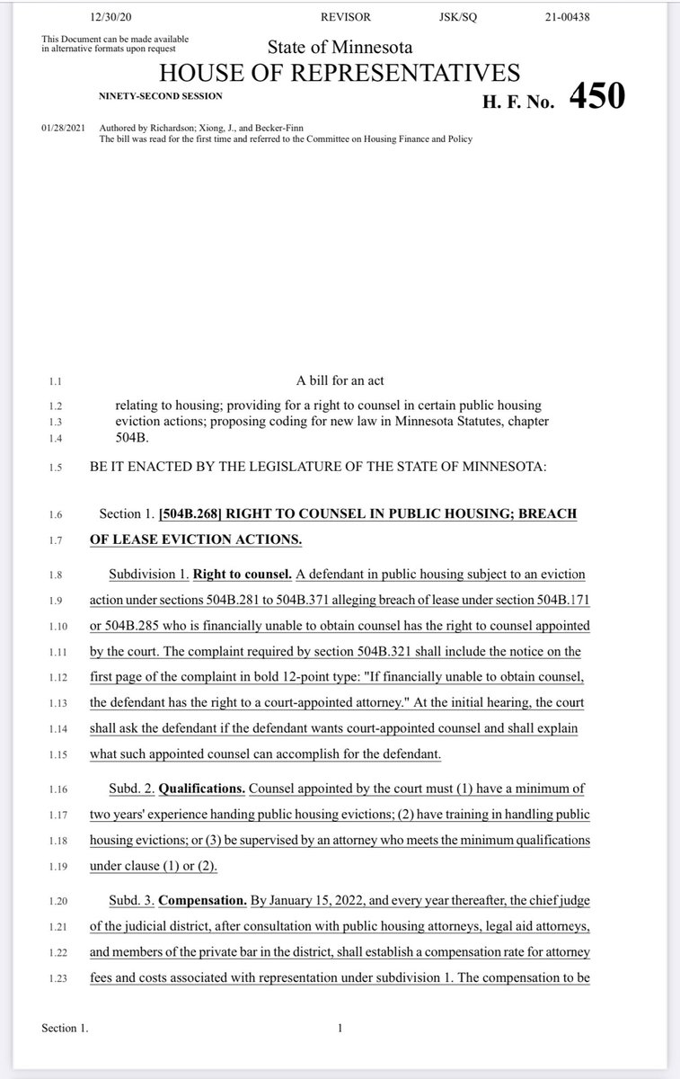 RuthForHouse's tweet photo. HF 450 passed out of the Housing committee unanimously today. The bill creates a right to counsel for public housing tenants in eviction cases. Safe, affordable, &amp; accessible housing is essential for family stability, social &amp; economic well-being, &amp; mental and physical health. https://t.co/OZ6gd60fWf