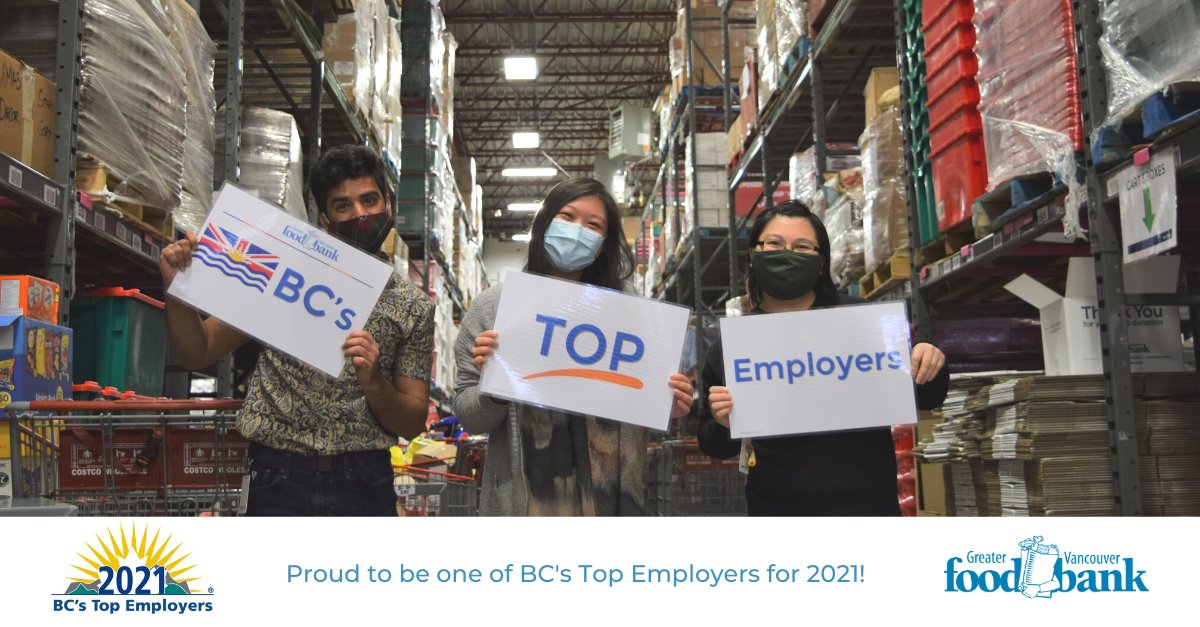 We're excited to share that the GVFB is one of #BCTopEmployers for 2021! Thank you, @top_employers, for recognizing the GVFB as a progressive and forward-thinking organization. #TopEmployers2021 Learn more about why we were chosen: buff.ly/2GX2m26